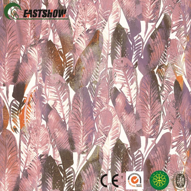 Modern Leaf Pattern PVC Wall Paper for Wallcovering