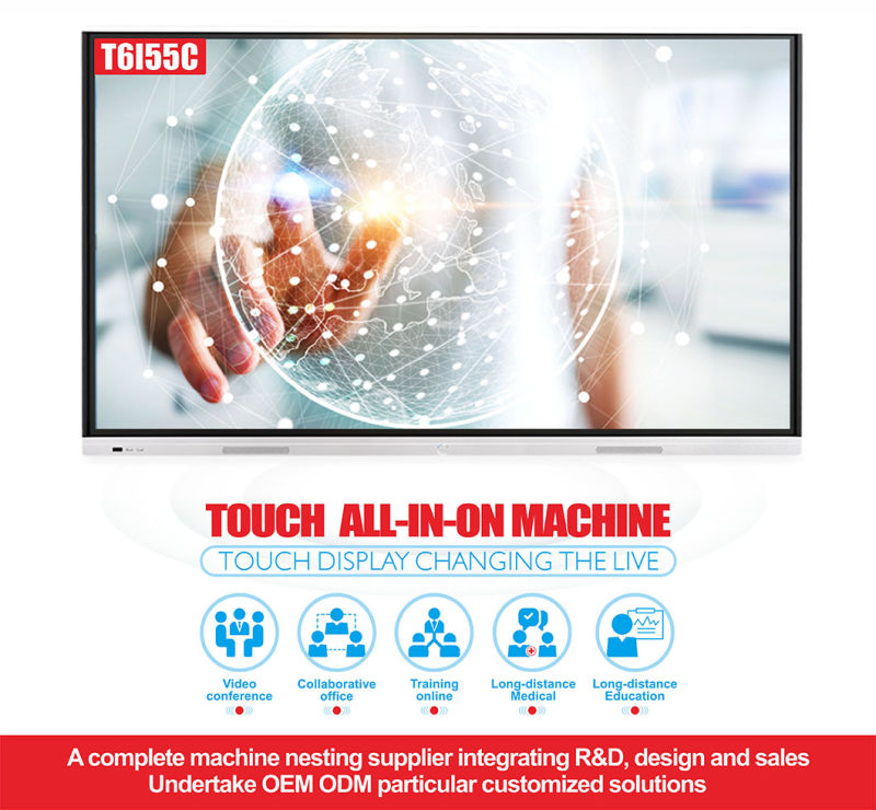 T6 Series Nesting 55 Inch SKD Android 8.0 Infrared Touch Screen Conference Interactive Flat Panel