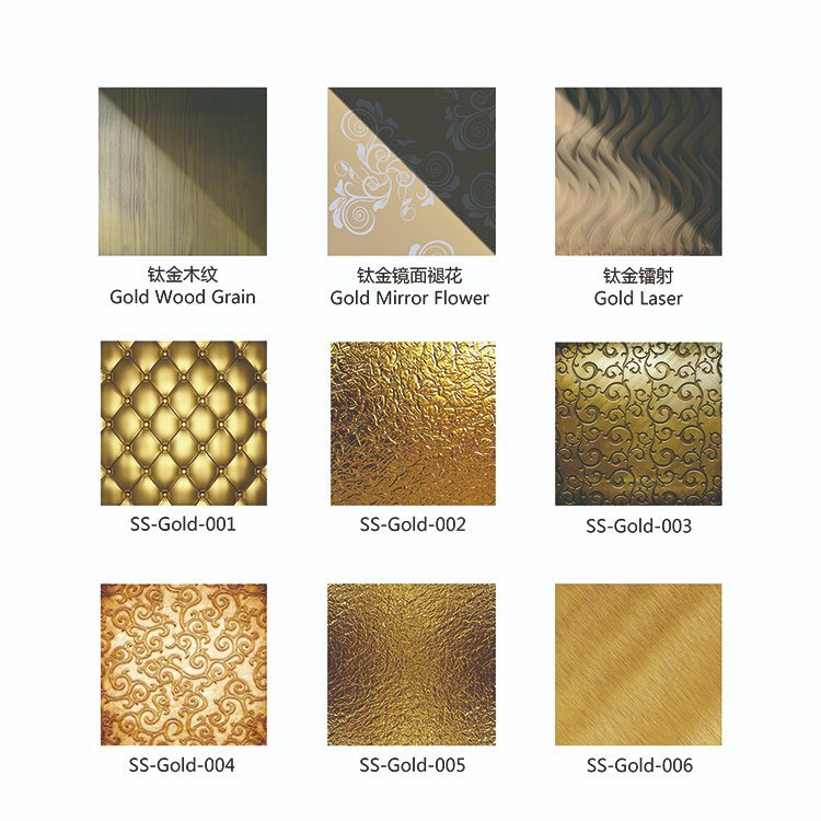 201 304 Golden Color Stainless Steel Plate for Decoration