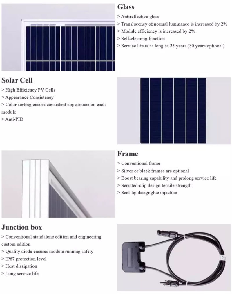 Easy Installation Environmental Friendly 10W to 150W Solar Panel