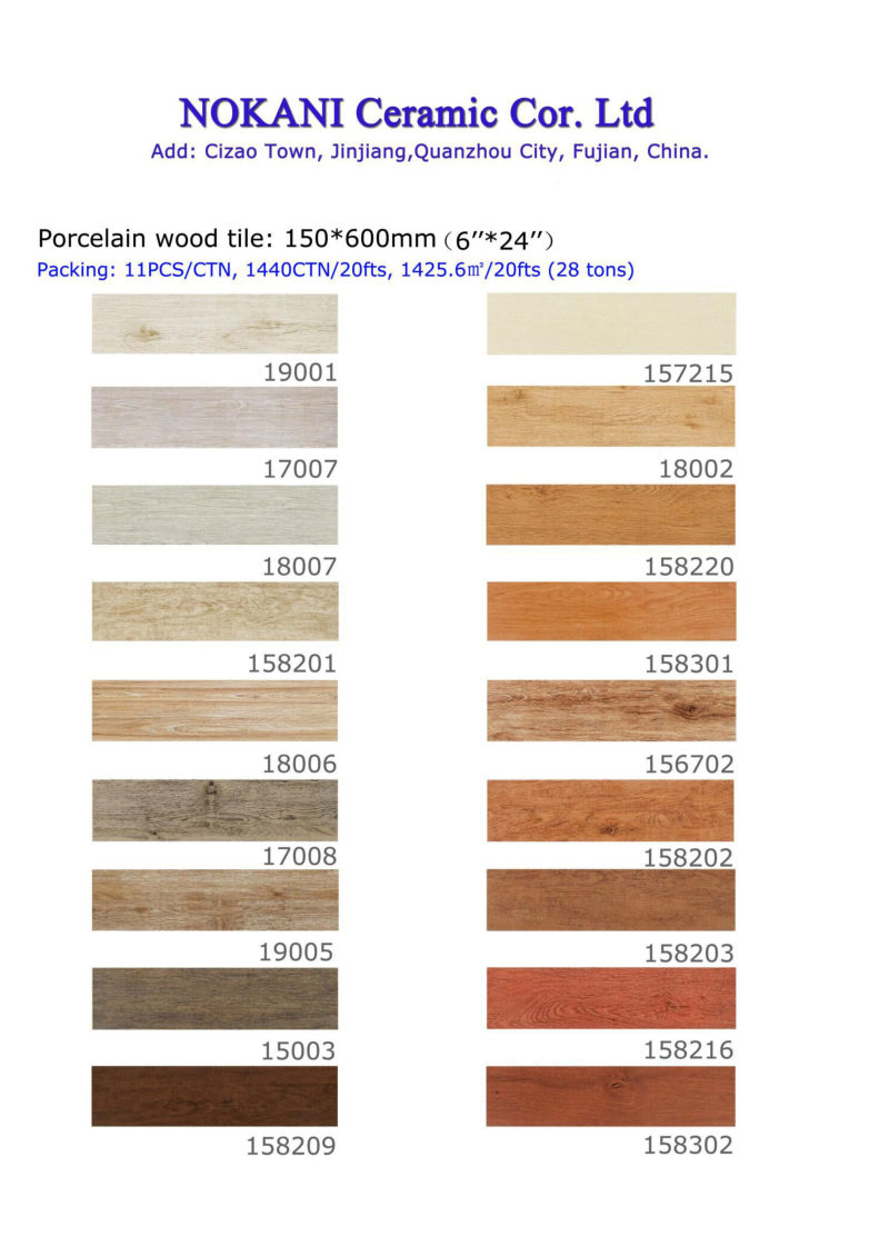 150X800mm Wood Look Ceramic Floor Tiles for Indoor Decoration