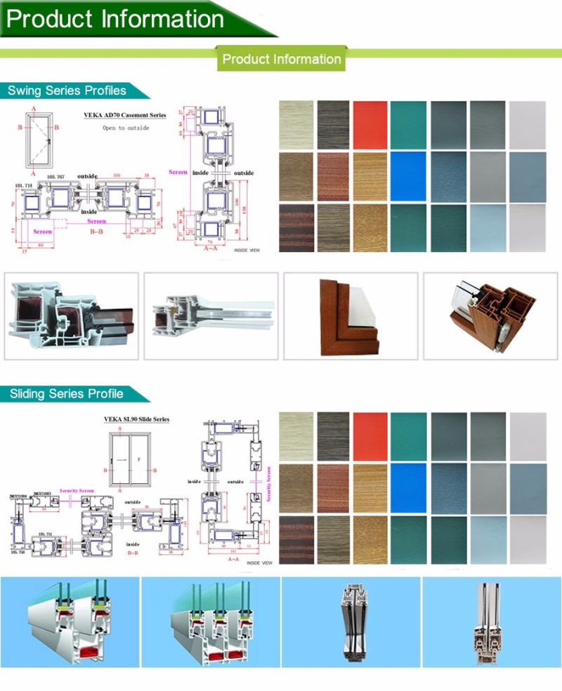 Wooden Color PVC Impact Windows Prices