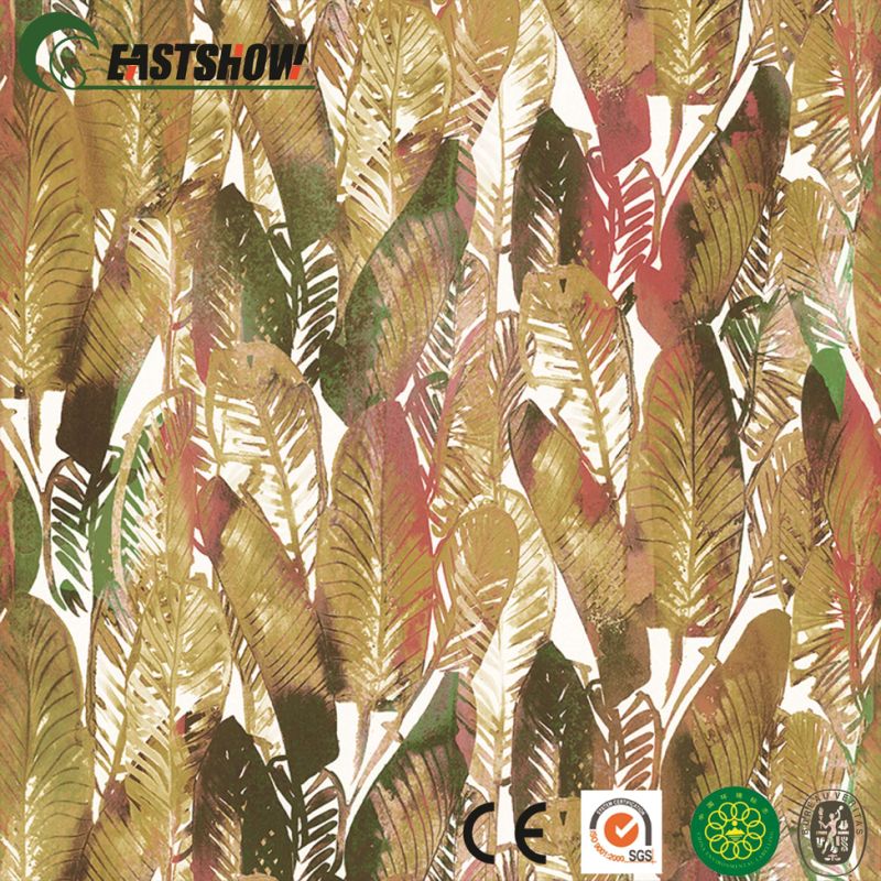 Modern Leaf Pattern PVC Wall Paper for Wallcovering