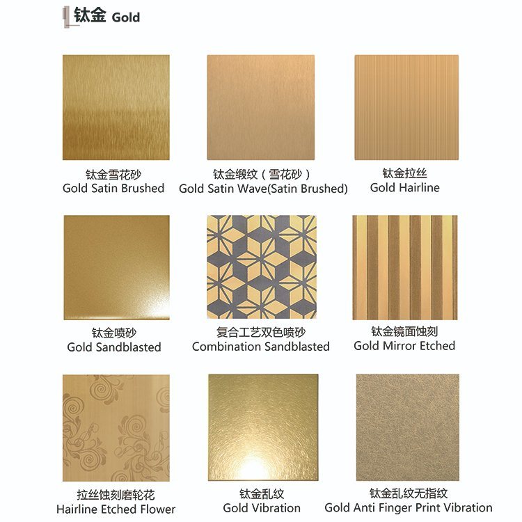 201 304 Golden Color Stainless Steel Plate for Decoration