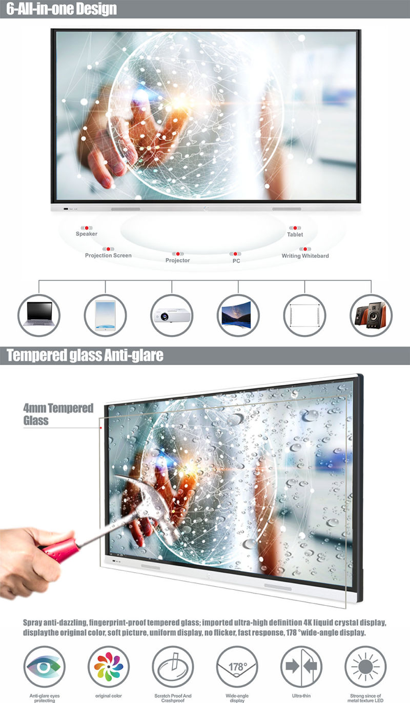 T6c65c Nesting 20 Point Touch LCD Interactive Display Flat Panel for Conference&Meeting