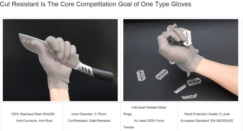 Stainless Steel Wire Liner Cut Resistant Glove Safety Butcher Work & Labor Gloves