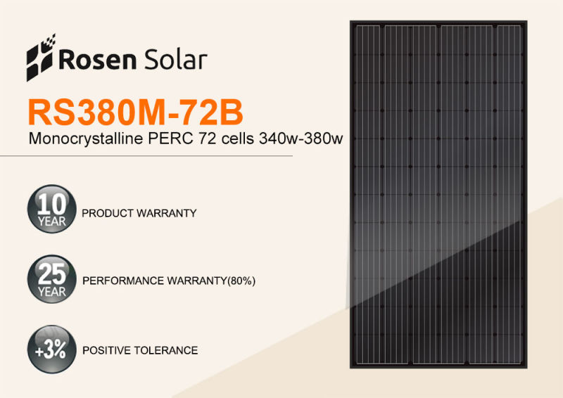 Rosen Solar Mono Panel 5bb PV Panels Black 380W Photovoltaic Panels for USA