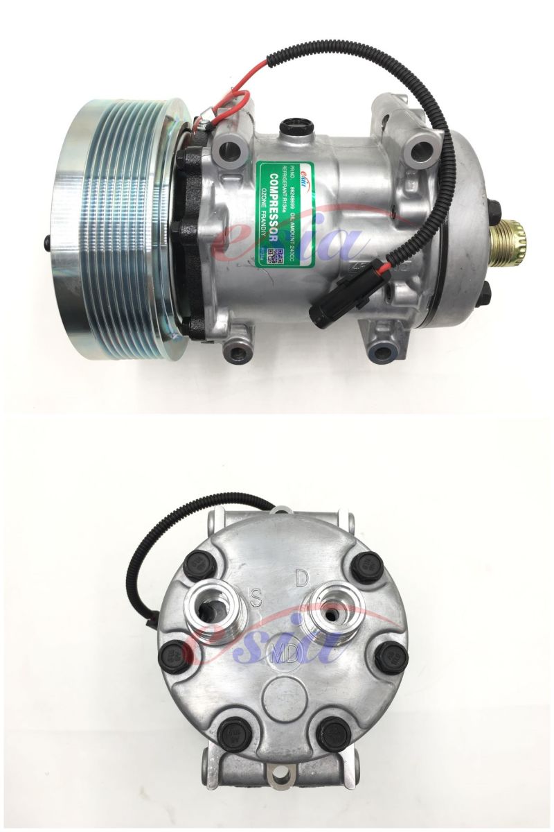 Auto Parts for Caterpillar, Case 7890 709, 7h15 8pk 153mm 12V 4768 Air Conditioning Parts AC Compressor