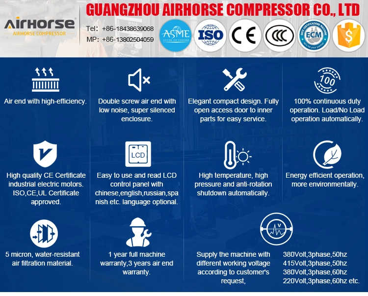 Air Compressor Manufacturers Combined with Tank for Aluminum 11bar 53cfm 11/15kw/HP