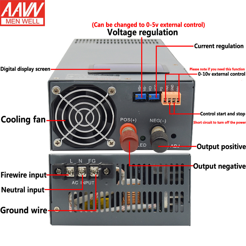 72V 16A DC Switching Power Supply 1200W Regulated Power Supply AC 220V to DC 72V