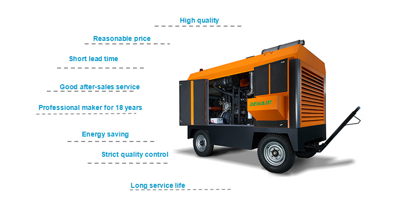 7bar 185cfm Diesel Movable Mobile Air Compressor for Sale