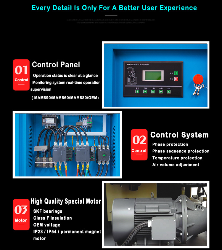 30HP 22kw High Quality Quiet Stationary Electric AC Power Screw Air Compressor