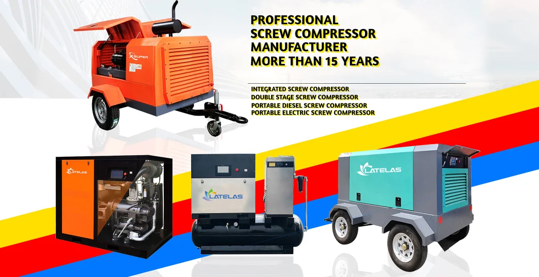 China Factory 380/220/415V Air Cooling Direct Driven Rotary Screw Air Compressor Portable Compressor