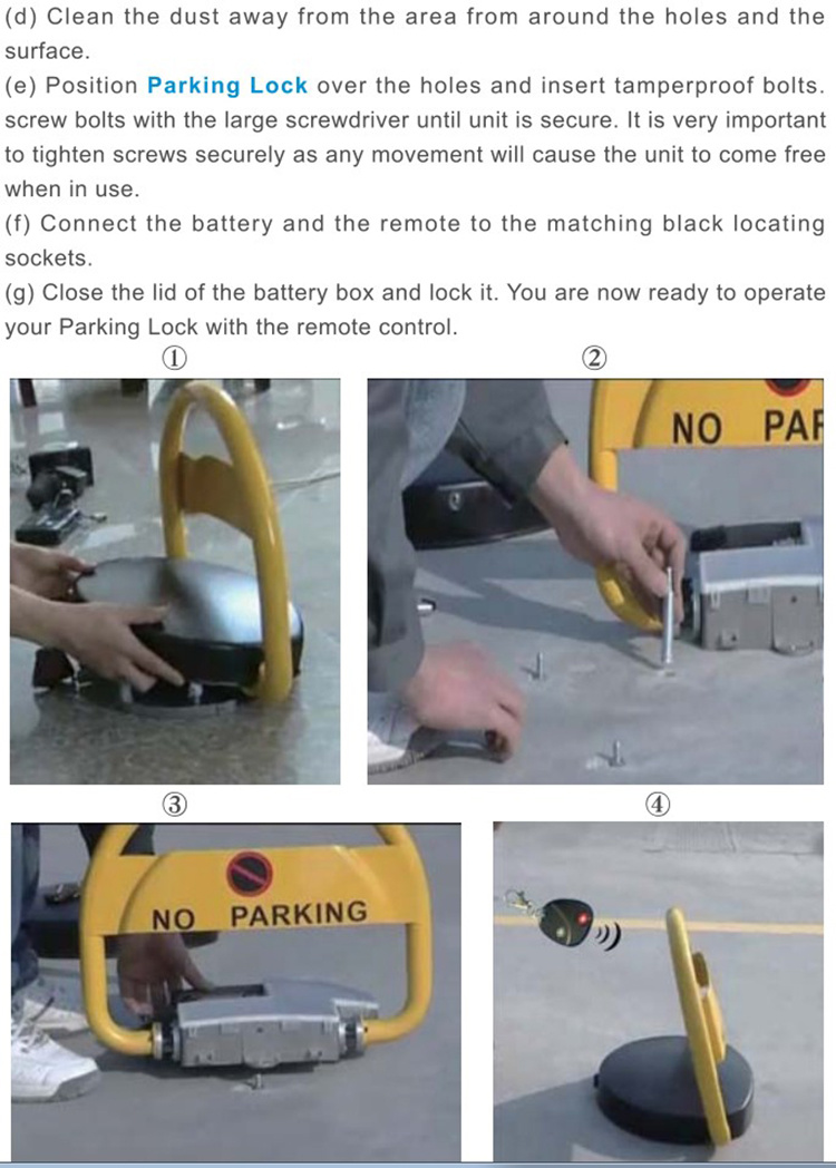 Remote Control Parking Lock Automatic Parking Lock Parking Barriers