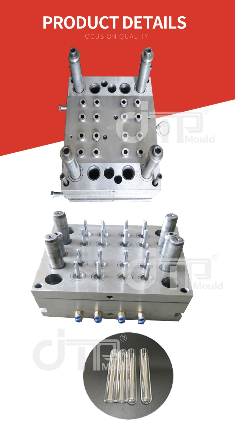 12*75mm PS Material Cold Runner 16 Cavities Plastic Test Tube Mould