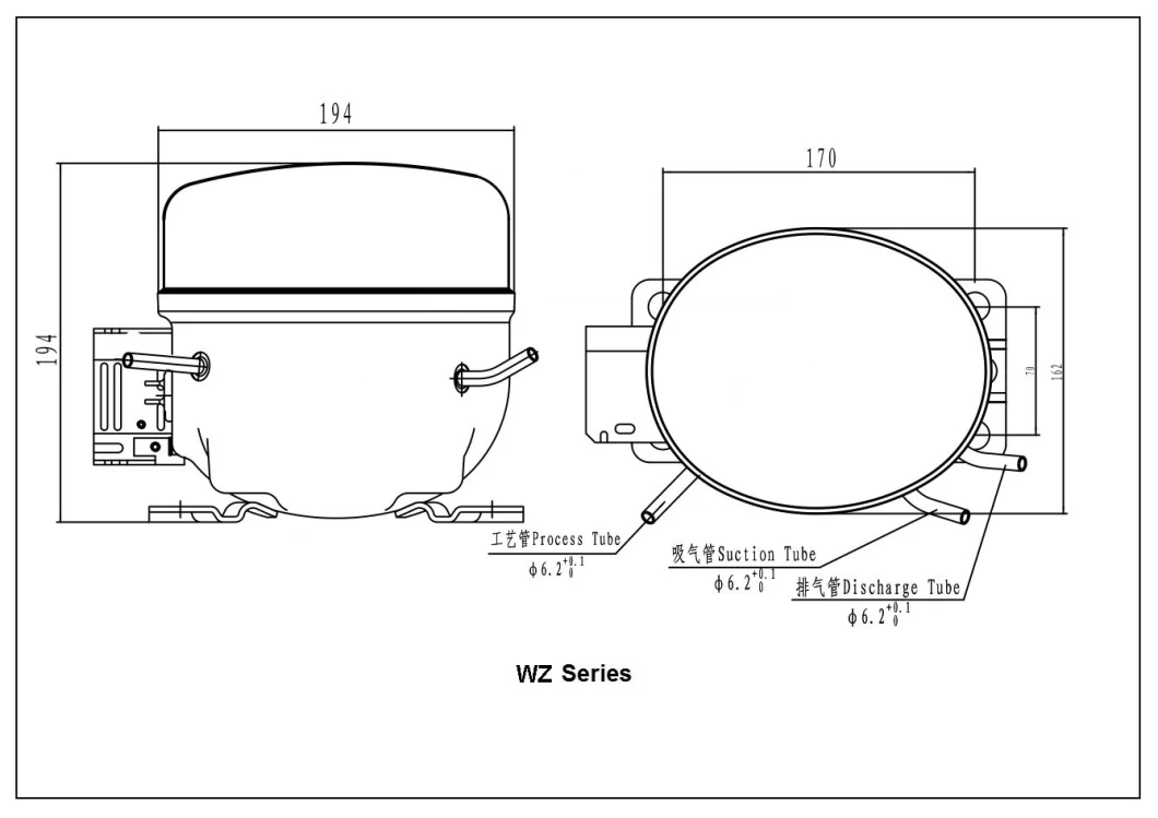 Light Commercial Refrigeration Compressor Gqr11tg Mbp Hbp R134A Showcase Compressor 220V