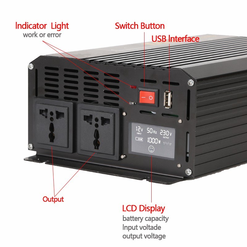 1000W 12V/24V/48V DC to AC 110V/220V off Grid Power Inverter