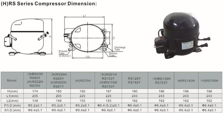 Compressor for Refrigeration, Freezer Compressor, Fridge Compressor R134A, R600A