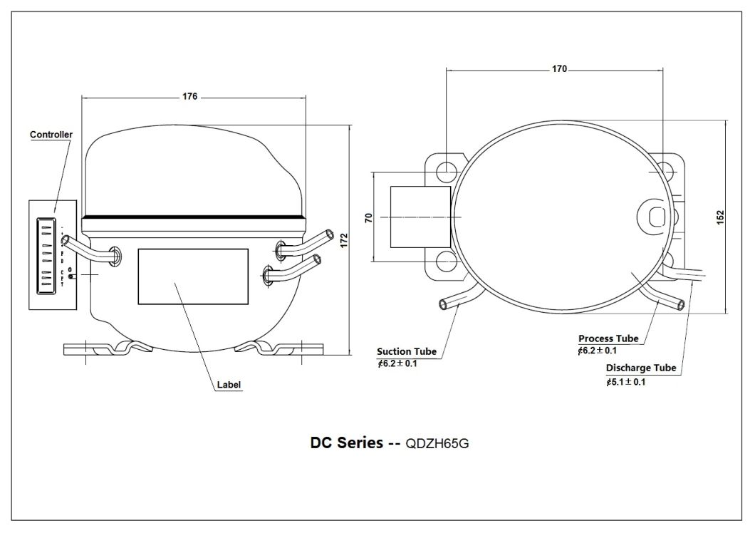 DC Compressor 12/24VDC Car Mini Freezer Bar Fridge Refrigerator R134A Refrigeration Compressor Qdzh65g