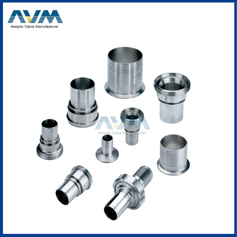 Stainless Steel Tri-Clamp Hose Fitting with Toothed Hose Shank Braided Hoses Fitting SS316L