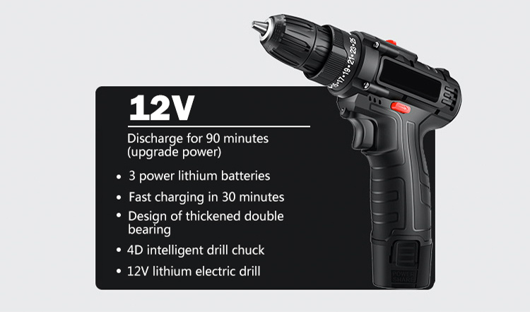 Professional Power Tools 12V Electrical Cordless Hammer Drill