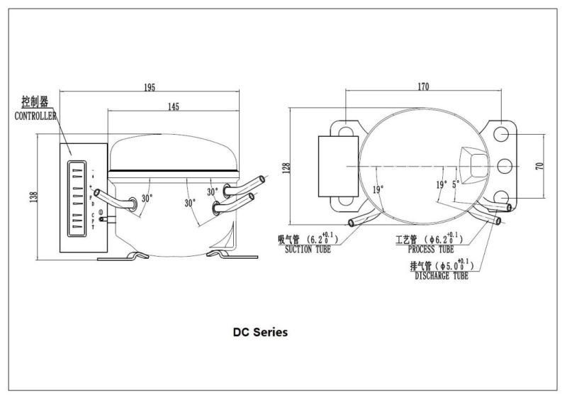 R600A DC Solar Compressor 12/24VDC Qdzy50g for Car Refrigerator Freezer