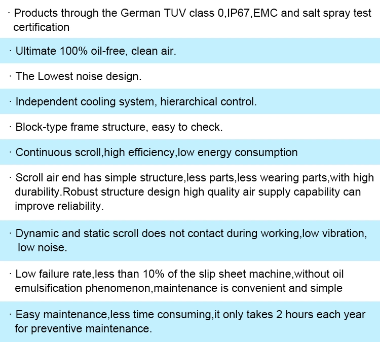 Oil-Free Scroll Air Compressor Medical Compressor Food Compressor Chemical Compressorhk