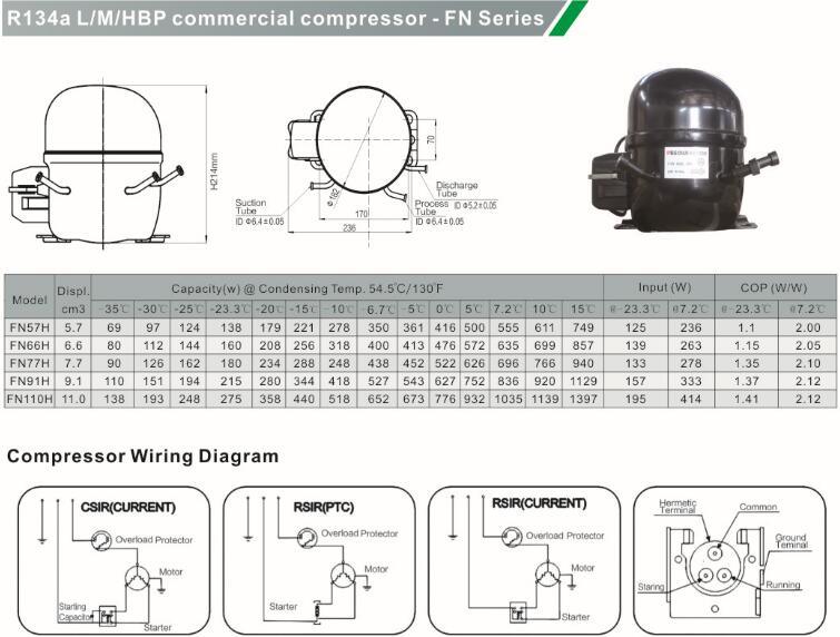 Compressor for Refrigeration, Freezer Compressor, Fridge Compressor R134A, R600A