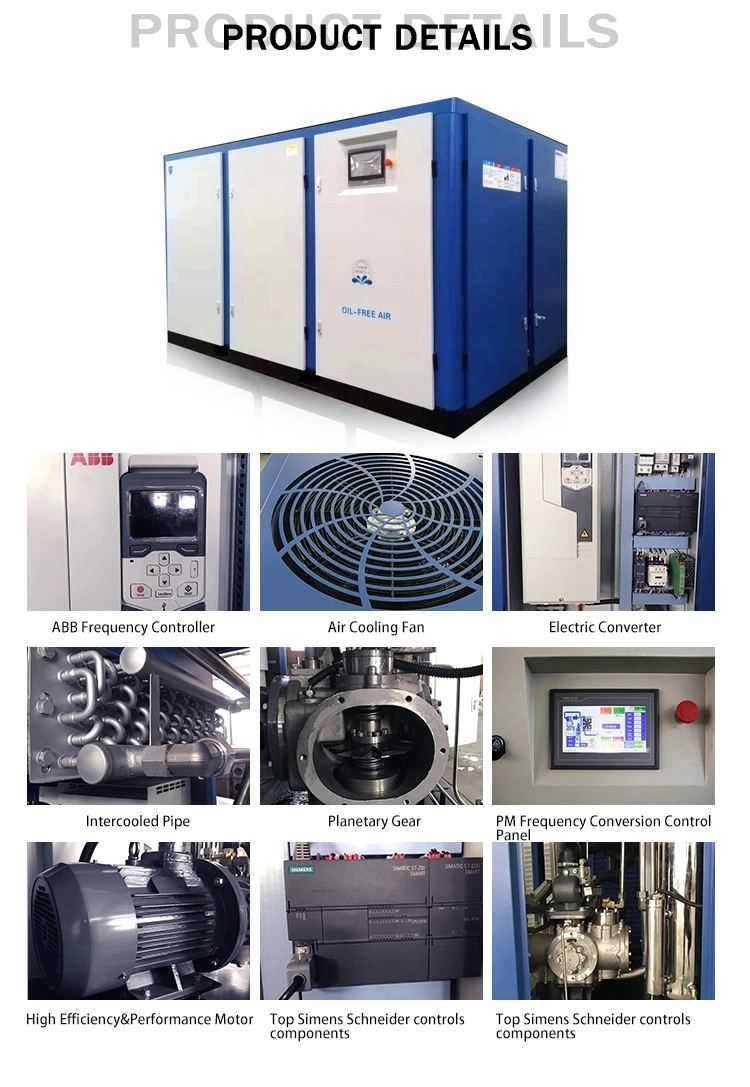 AC Compressor 160kw 220HP 4bar 100% Single Oil Free Single Screw Industrial Air Compressor