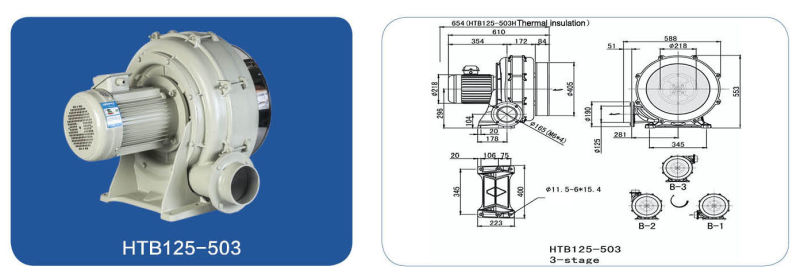 Htb125-503 3.7kw 3-Stage Blower Low Noise Blower