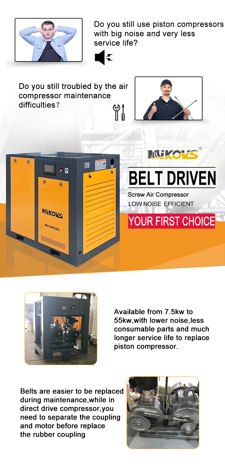 Design Diving Compressor Compressor Stationary Belt Drive Screw Air Compressor Air Booster Compressor