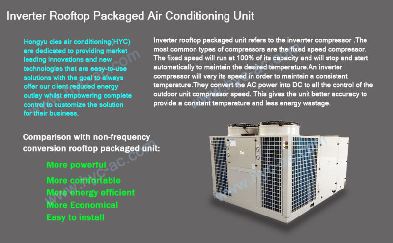 Air Cooled Inverter Compressor Packaged Rooftop Unit Air Conditioner