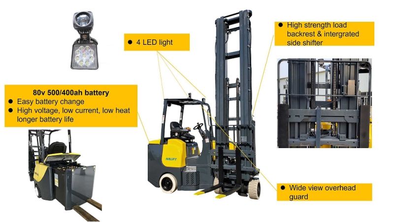 Electric Stacker Forklift Small Electric Forklift 2.5t 1.5t 2t 3t Electric Reach Truck