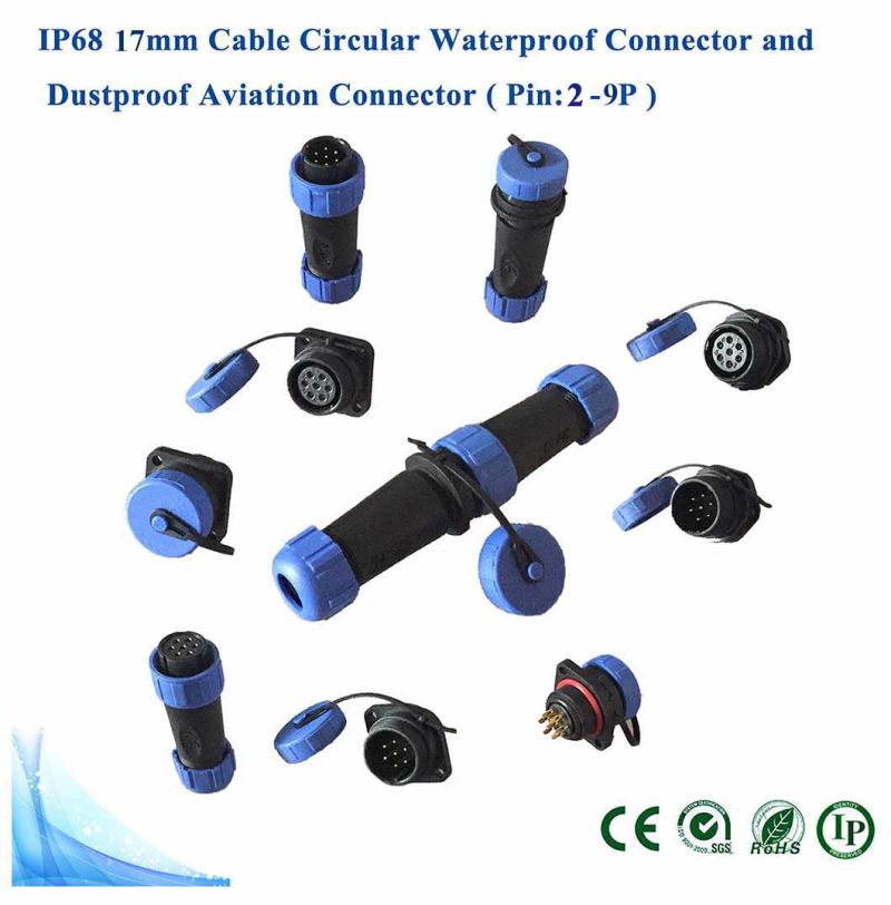 Manufacturing IP67 Waterproof Circular Power Connector with 17mm Socket Sp17