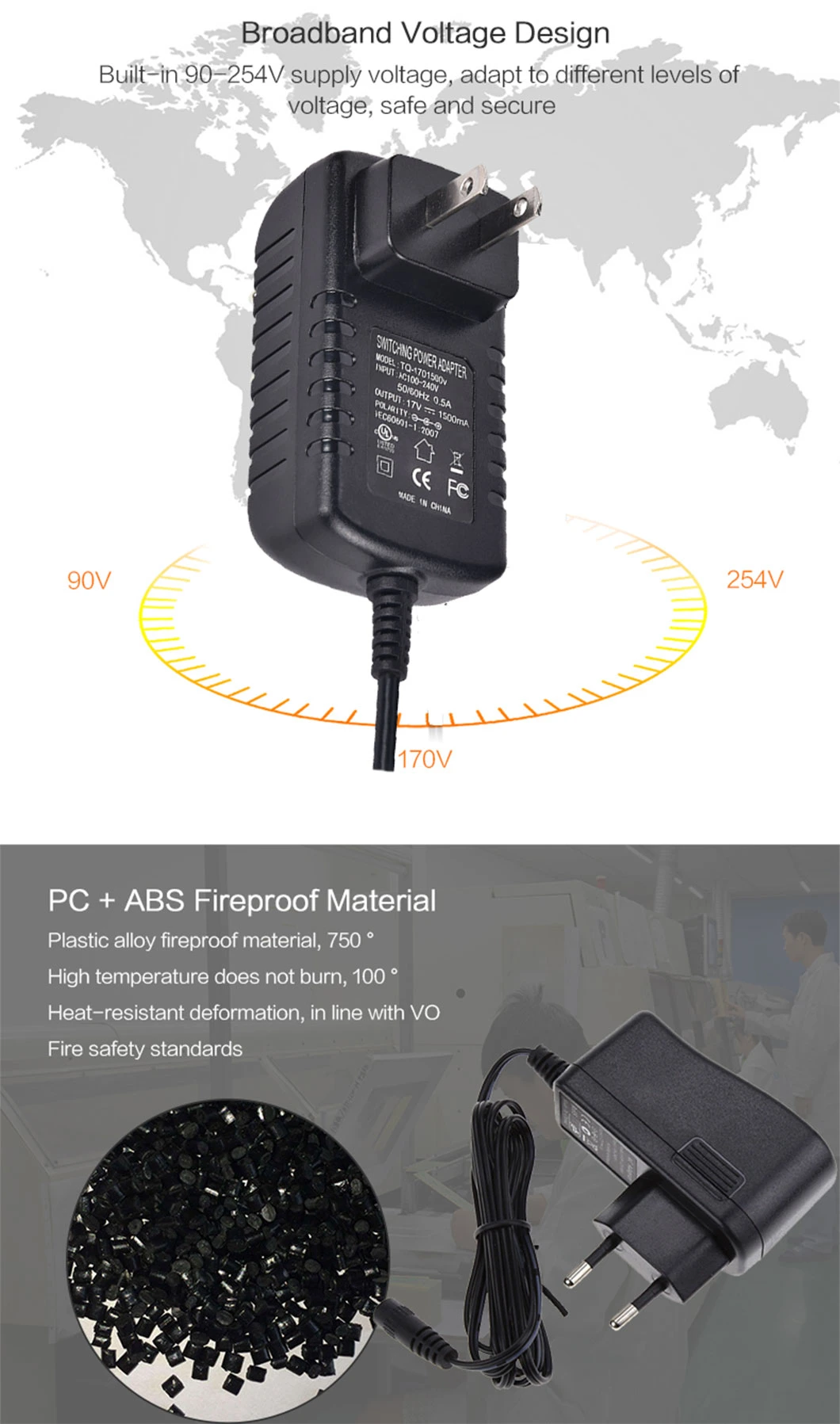 AC to DC Constant Voltage 12V 0.5A 500mA Multi Plug AC DC Adapter