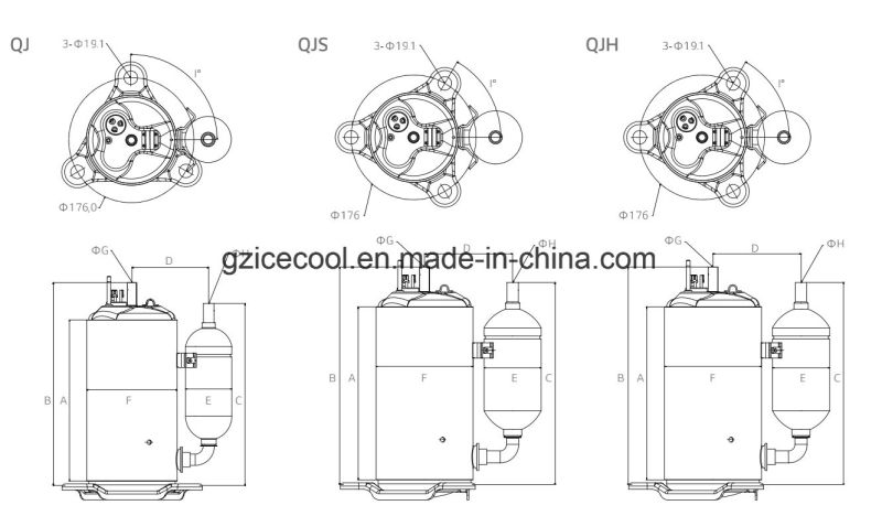 R22 220V/50Hz Piston LG Compressor Rotary 18000BTU LG Air Conditioner Compressor Qj292PT24b