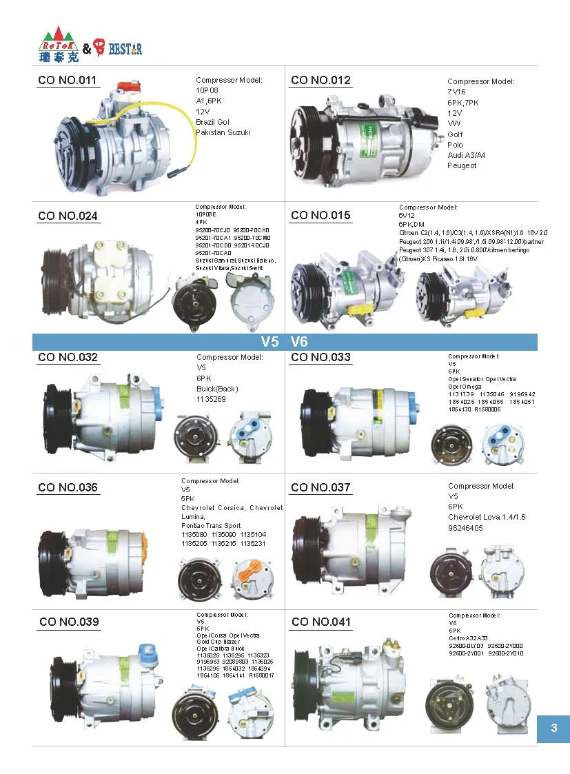 Universal Type Auto Compressor 505, 5h09, Car Compressor