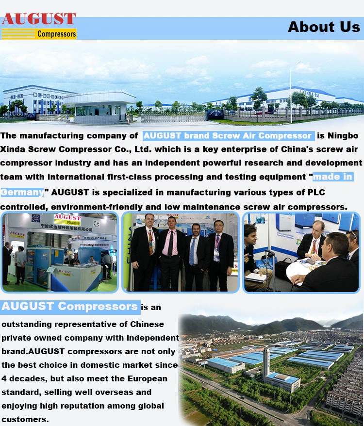 August Stationary Air Cooled Screw Compressor From Chinese Supplier