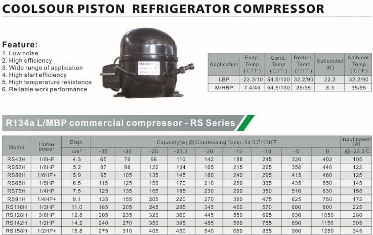 Coolsour Piston Refrigeration Compressor, Mini Compressor, Refrigerator Compressor, Fridge Compressor