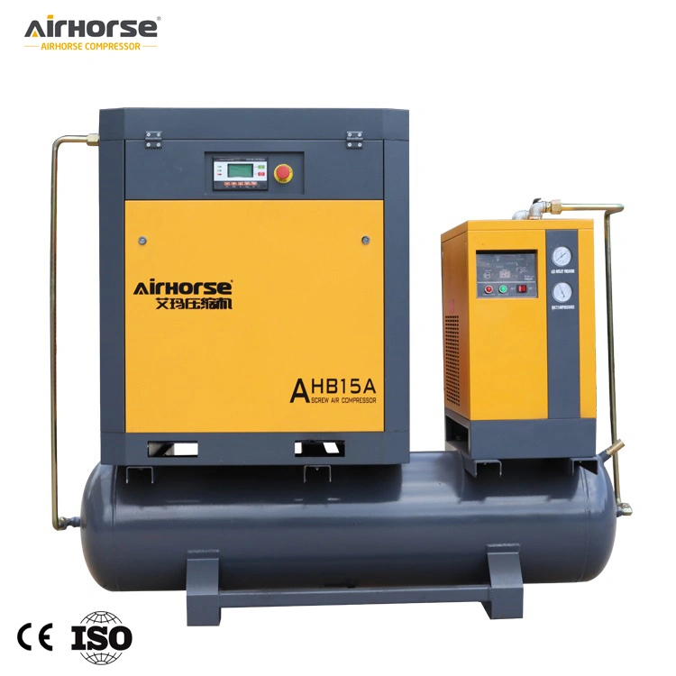 DC Silent Oilless CE Single Rotary Screw Air Compressor with Air Tank and Dryer for Industrial