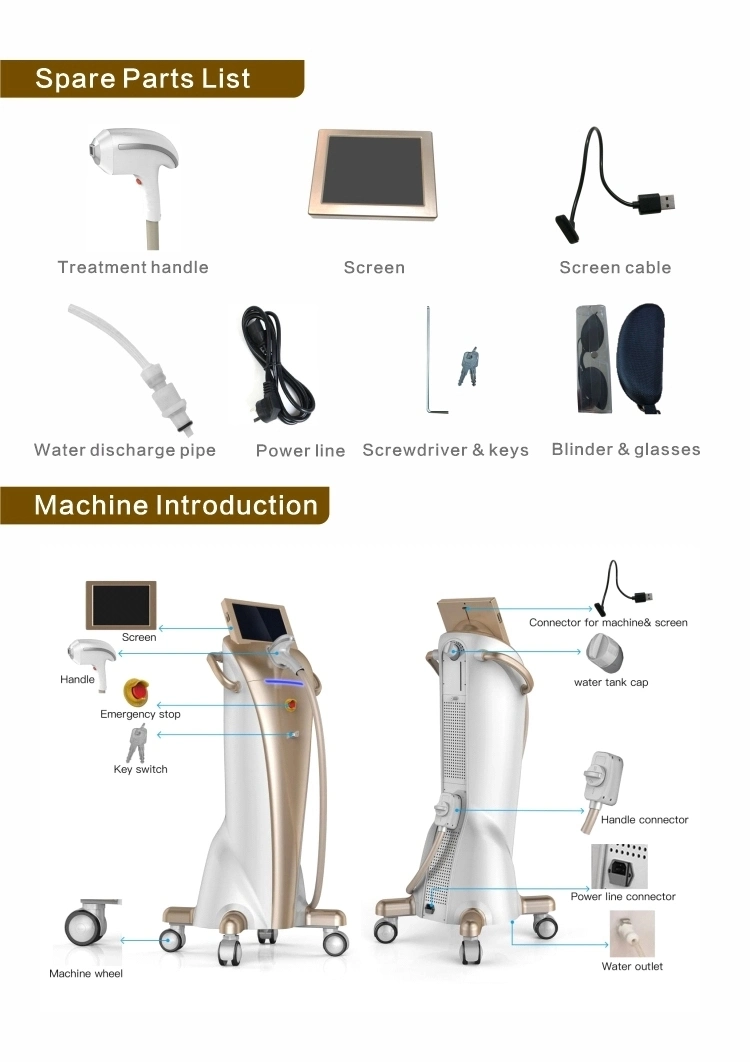 100 Millions Shots Painless Hair Removal Laser Machine Diode Laser 808 Ce Approval
