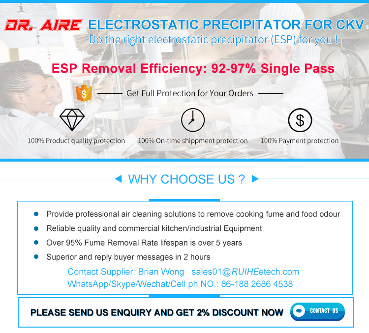 Dr Aire Over 95% Smoke Remove Esp Filter for Commercial Cooking Emission Remove