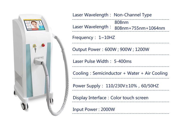 Vertical Permanent 755 808 1064 Hair Removal Machine
