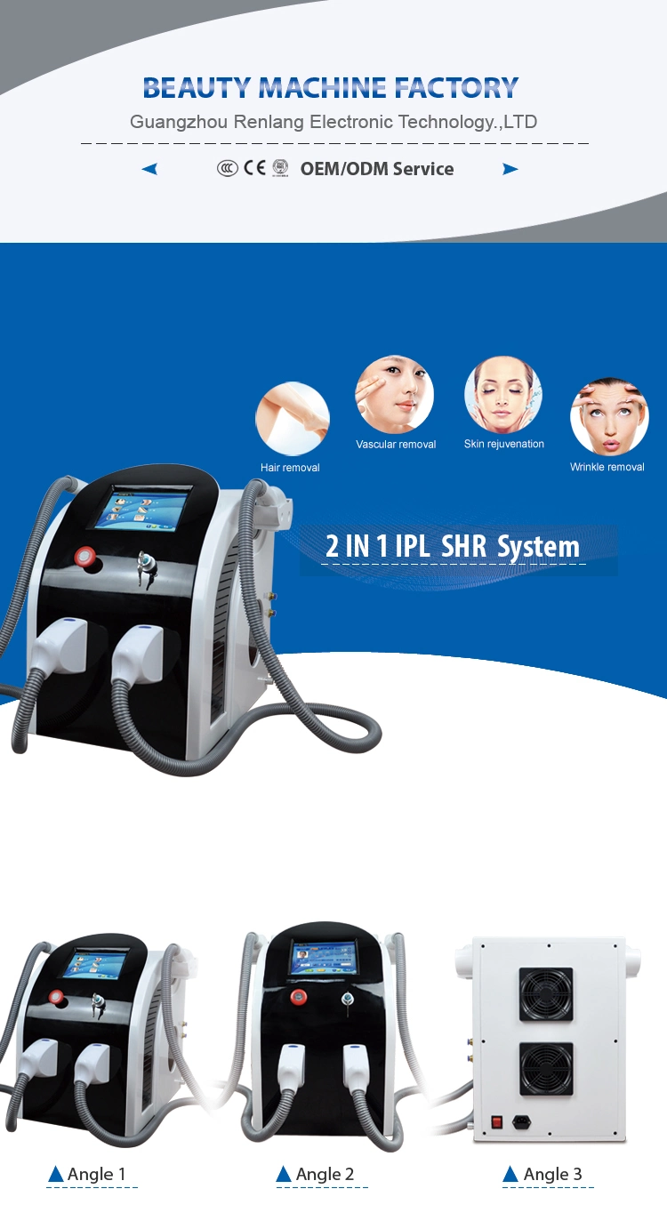 Customize 2 Handles Hair Removal Shr IPL Elight Machine Skin Rejuvenation