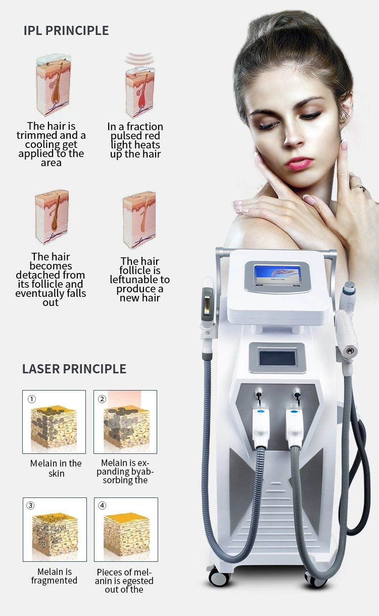 4 in 1 Vertical Opt Shr RF ND YAG Laser Hair Removal Beauty Machine