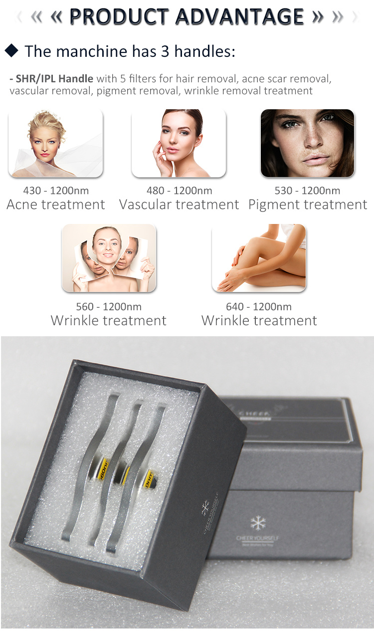 Multifunctional Beauty Instrument Hr+Elight+IPL Opt Super Hair Removal RF Light IPL Laser Machine