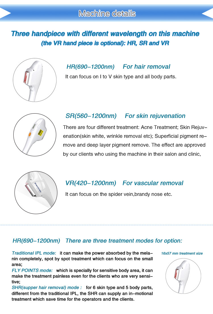 FDA and Tga Approved IPL Shr Hair Removal Skin Rejuvenation Vascular Removal IPL Machine