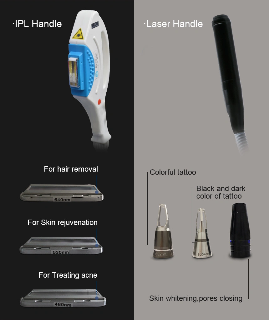 2 in 1 Multifunction Opt Laser Facial Beauty Machine of Haire Removal Tattoo Removal