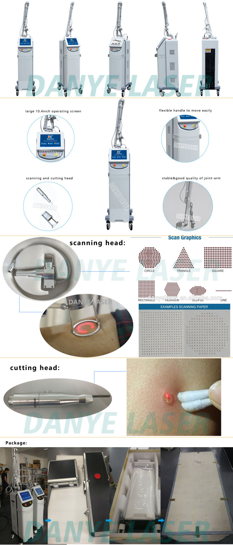 Laser Beauty Equipment CO2 Fractional Machine Skin Resurfacing Scar Removal Multifunction