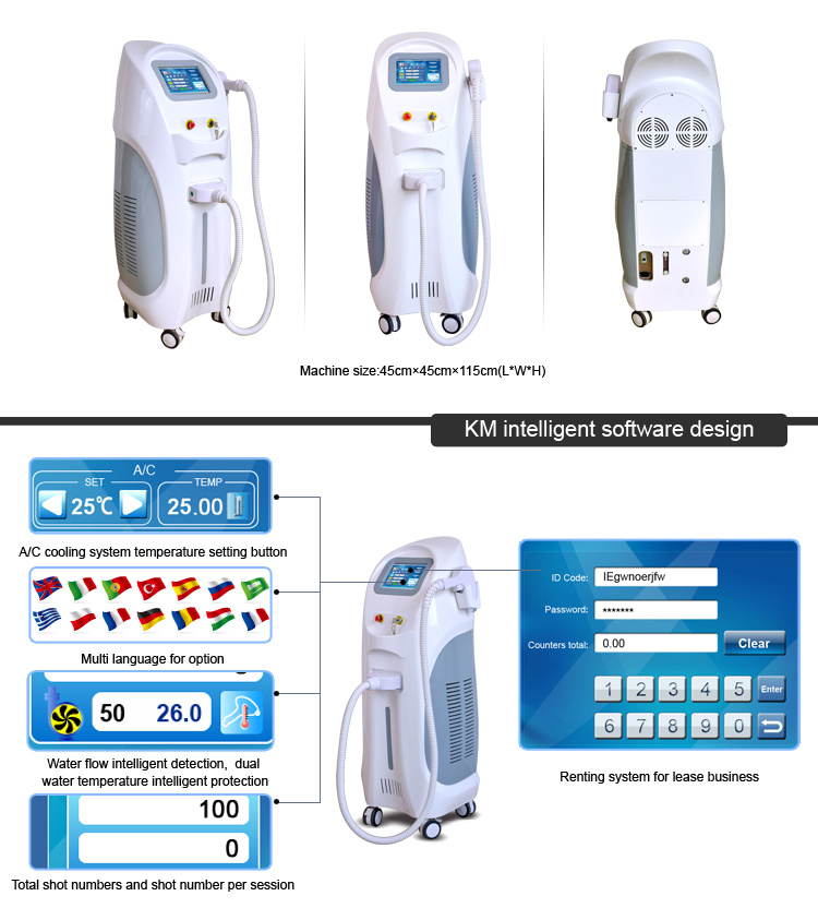 New Tech 755nm 808nm and 1064nm Diode Laser Hair Removal Machine